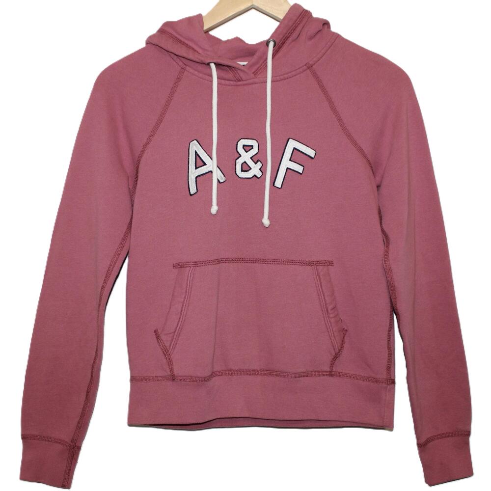 Womens Abercrombie & Fitch Pink Front Pouch Hooded Hoodie Sweatshirt Top Size XS